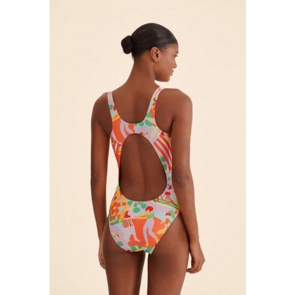 💕FARM RIO x ADIDAS💕 Farm Swimsuit ~ Pearl Citrine 10 NWT - Picture 3 of 16